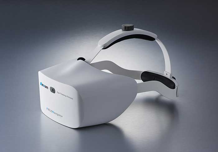 Rexxam FIELDNavigator– Moderne VR Brille für die Gesichtsfeldanalyse mit modernster Eye-Tracking-Technologie kombiniert